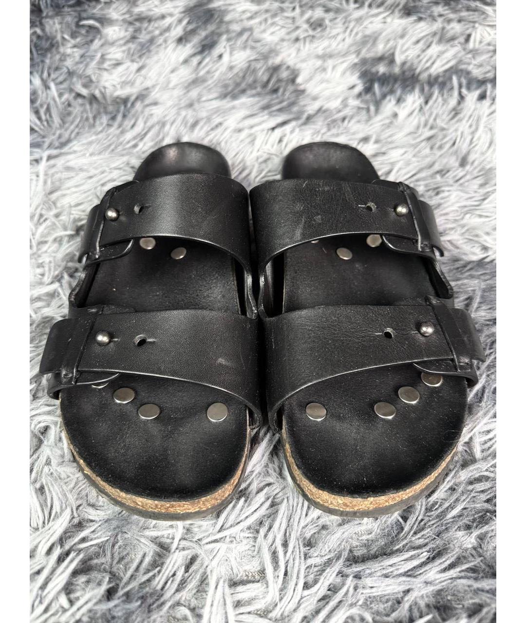 SAINT LAURENT Черные кожаные сандалии, фото 3