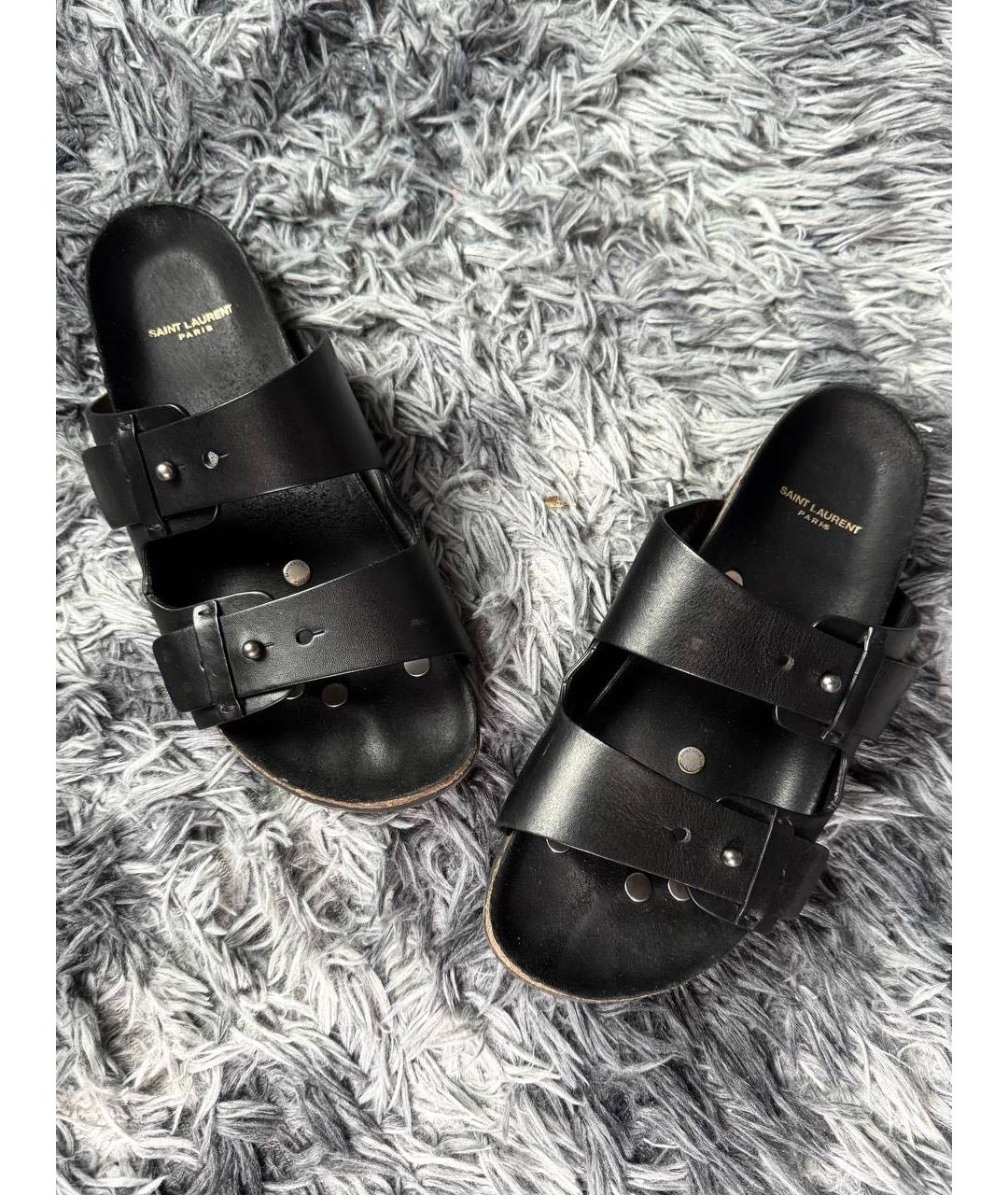 SAINT LAURENT Черные кожаные сандалии, фото 8