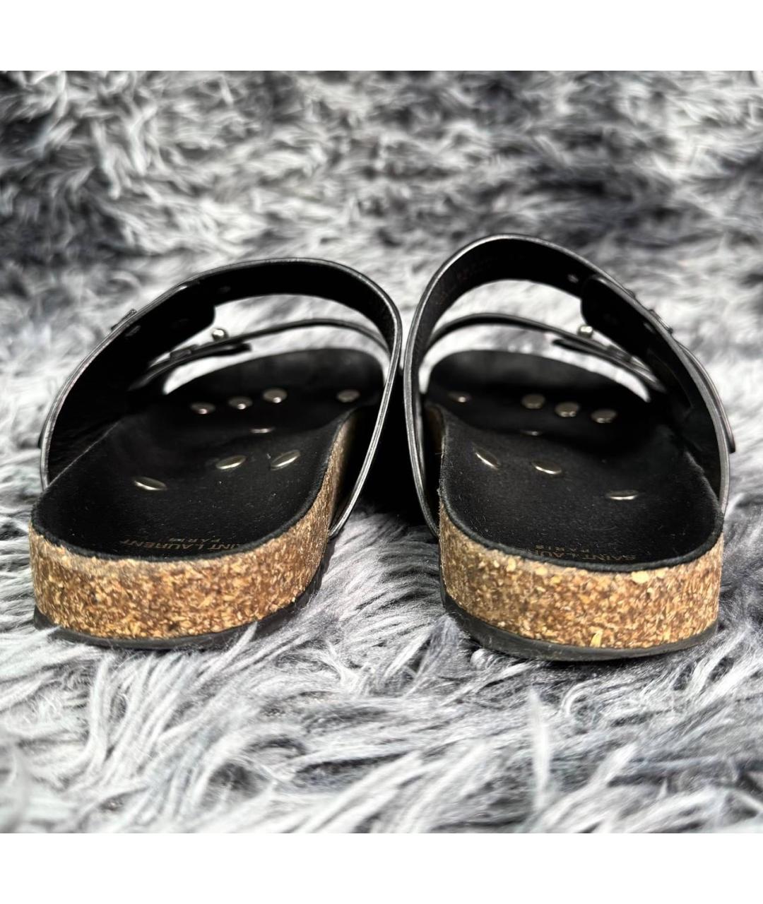 SAINT LAURENT Черные кожаные сандалии, фото 5
