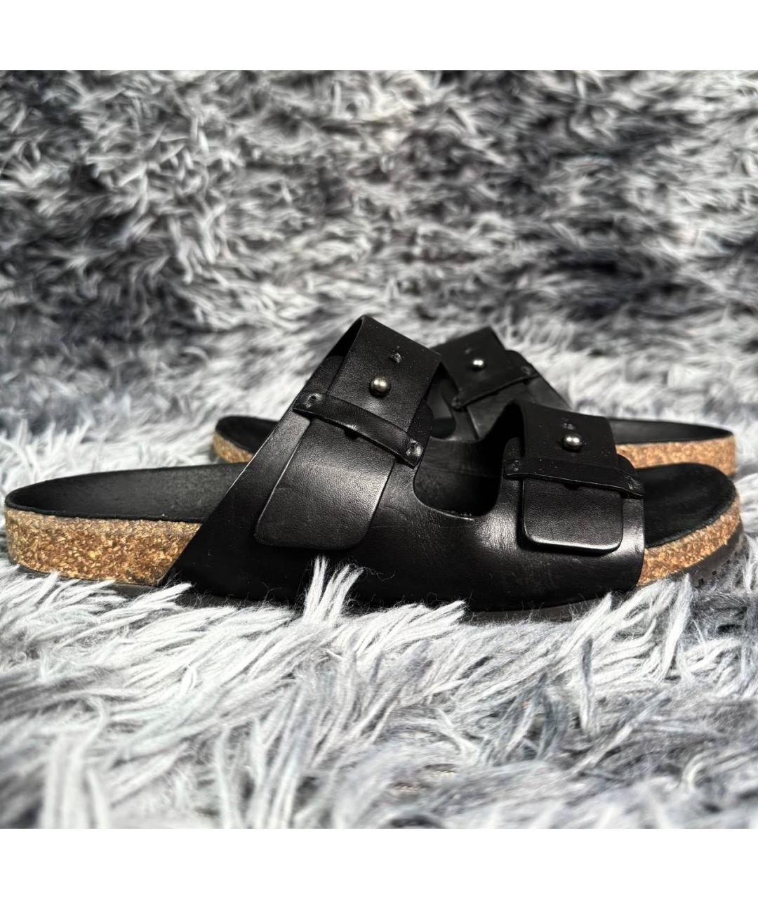 SAINT LAURENT Черные кожаные сандалии, фото 4