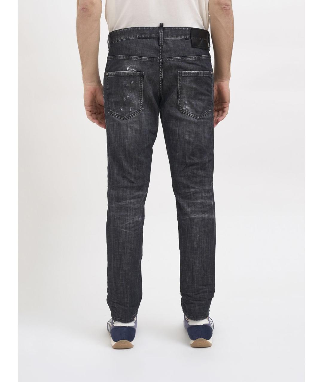 DSQUARED2 Черные хлопко-эластановые прямые джинсы, фото 2