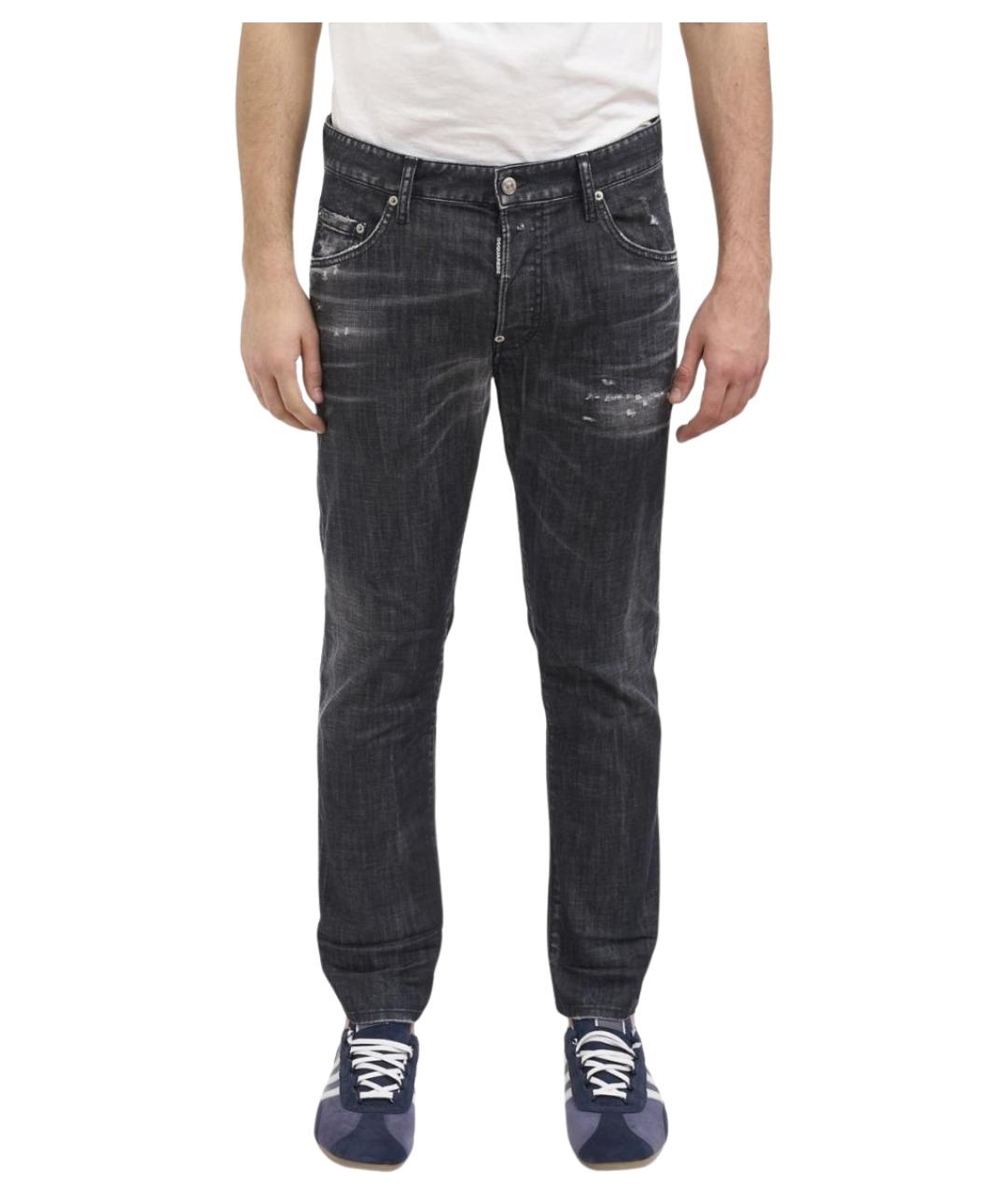 DSQUARED2 Черные хлопко-эластановые прямые джинсы, фото 1