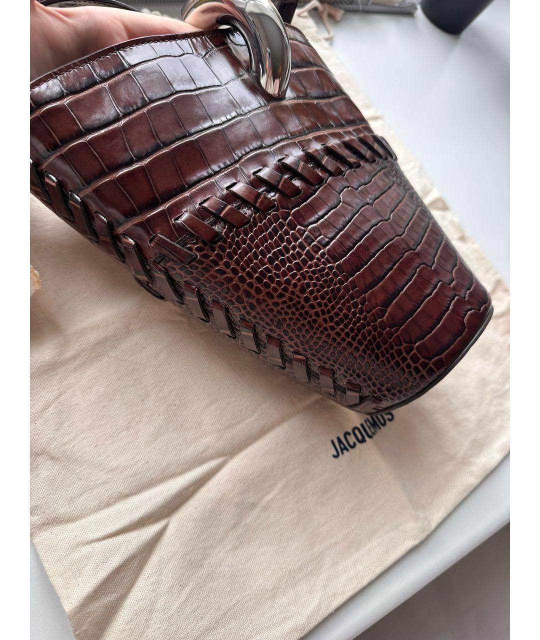 JACQUEMUS Коричневая кожаная сумка через плечо, фото 3