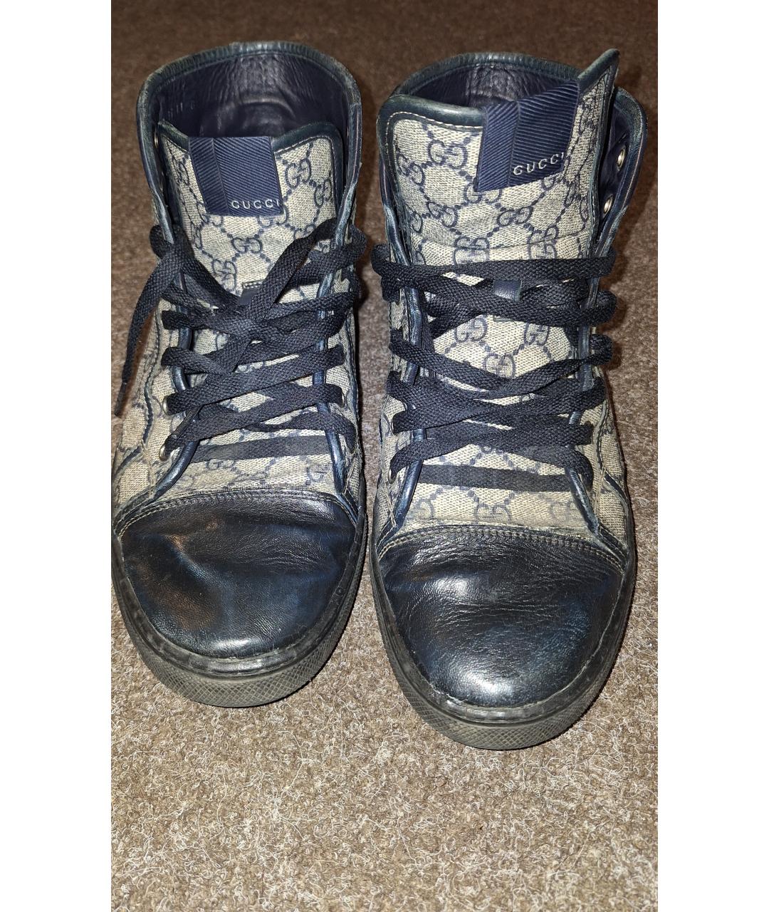 GUCCI Черные кожаные высокие кроссовки / кеды, фото 5