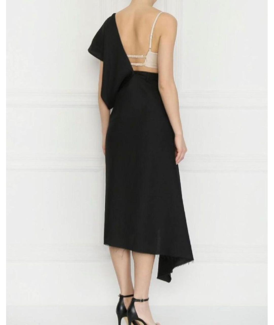 SPORTMAX Черное льняное коктейльное платье, фото 2