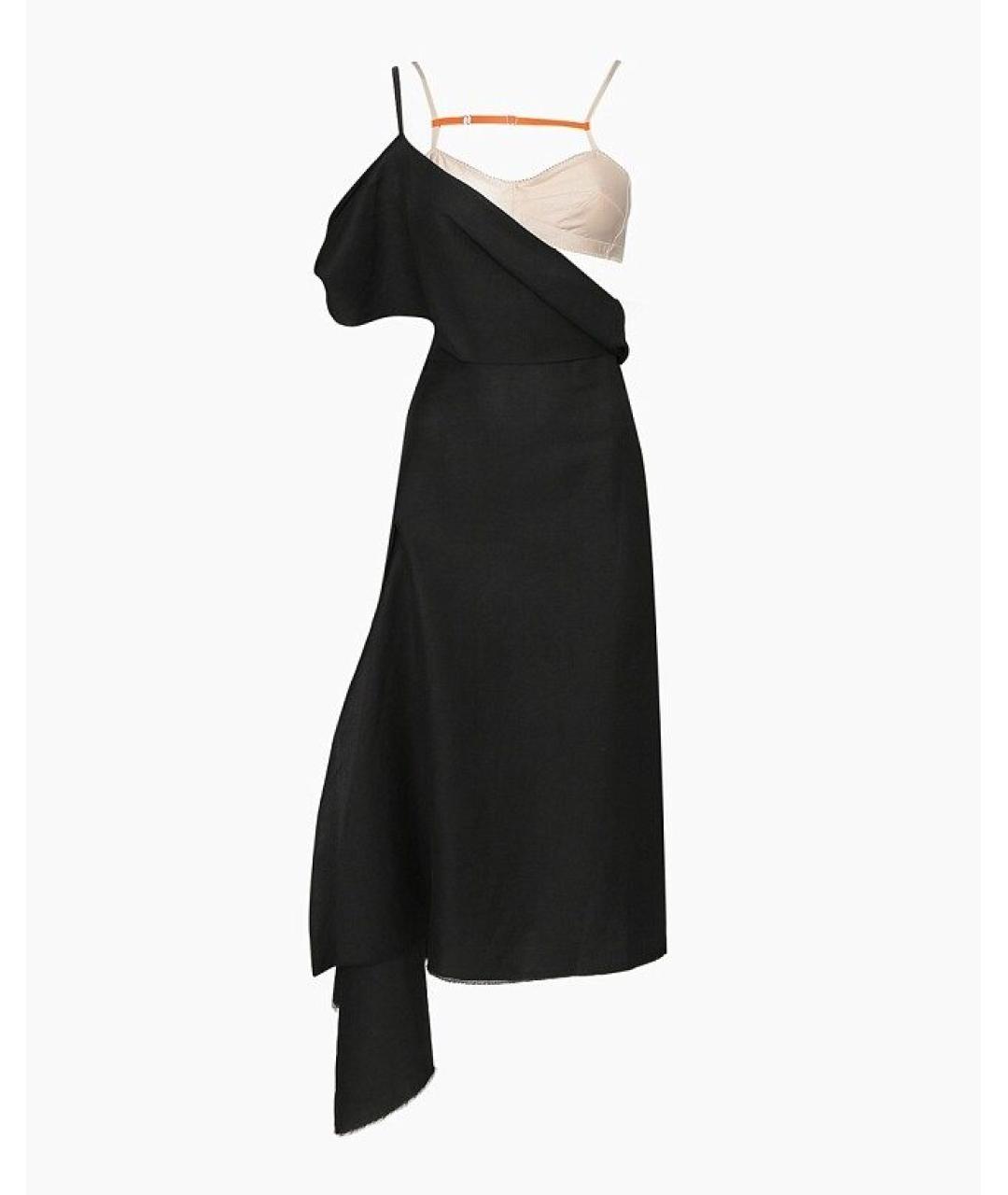 SPORTMAX Черное льняное коктейльное платье, фото 7