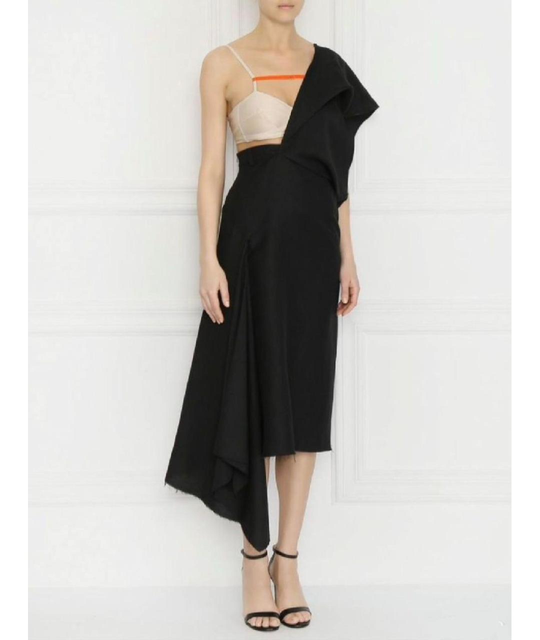 SPORTMAX Черное льняное коктейльное платье, фото 3