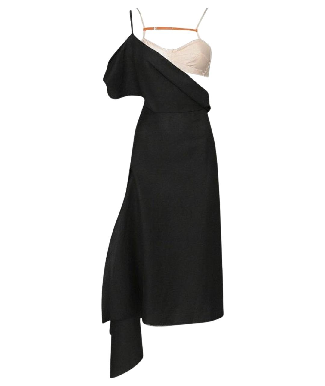 SPORTMAX Черное льняное коктейльное платье, фото 1