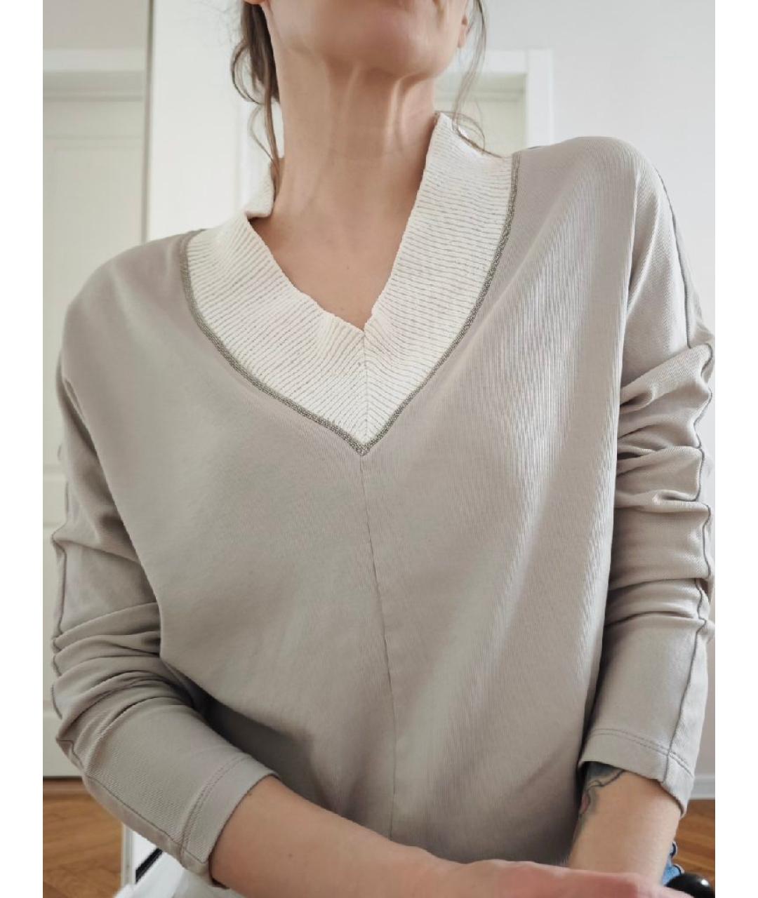 FABIANA FILIPPI Серый хлопковый джемпер / свитер, фото 4