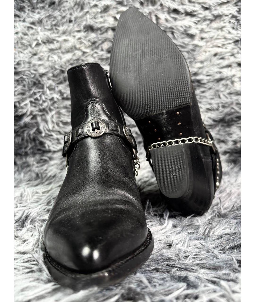 SAINT LAURENT Черные кожаные высокие ботинки, фото 4