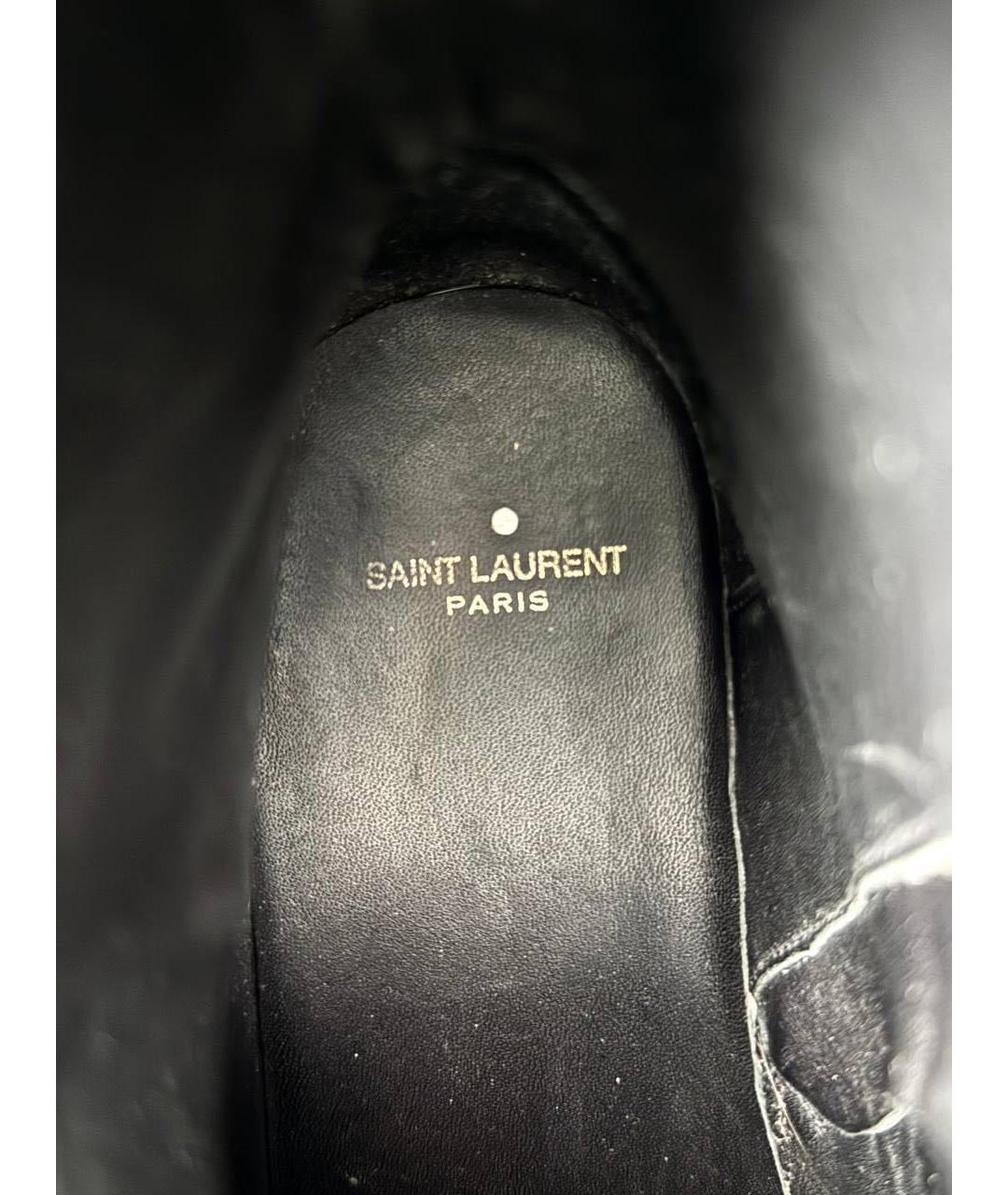 SAINT LAURENT Черные кожаные высокие ботинки, фото 6
