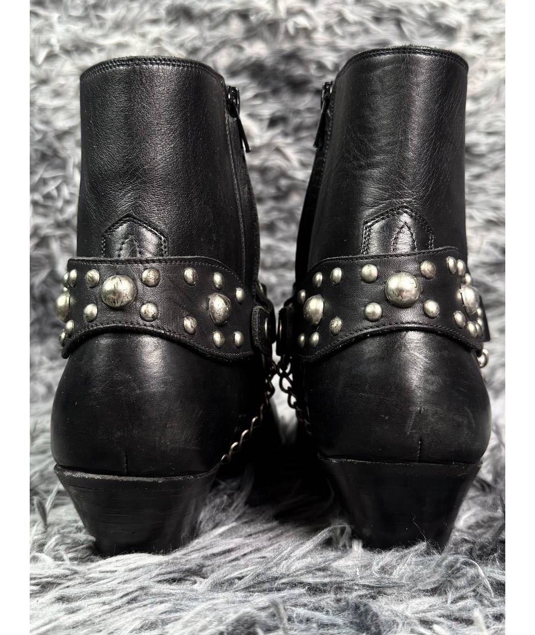 SAINT LAURENT Черные кожаные высокие ботинки, фото 5