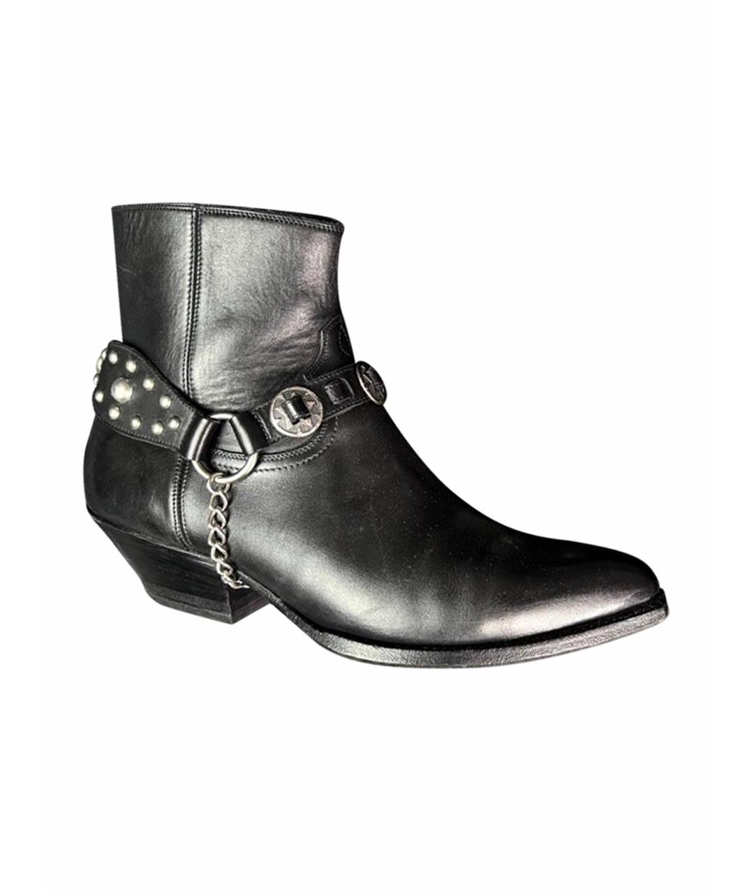 SAINT LAURENT Черные кожаные высокие ботинки, фото 1