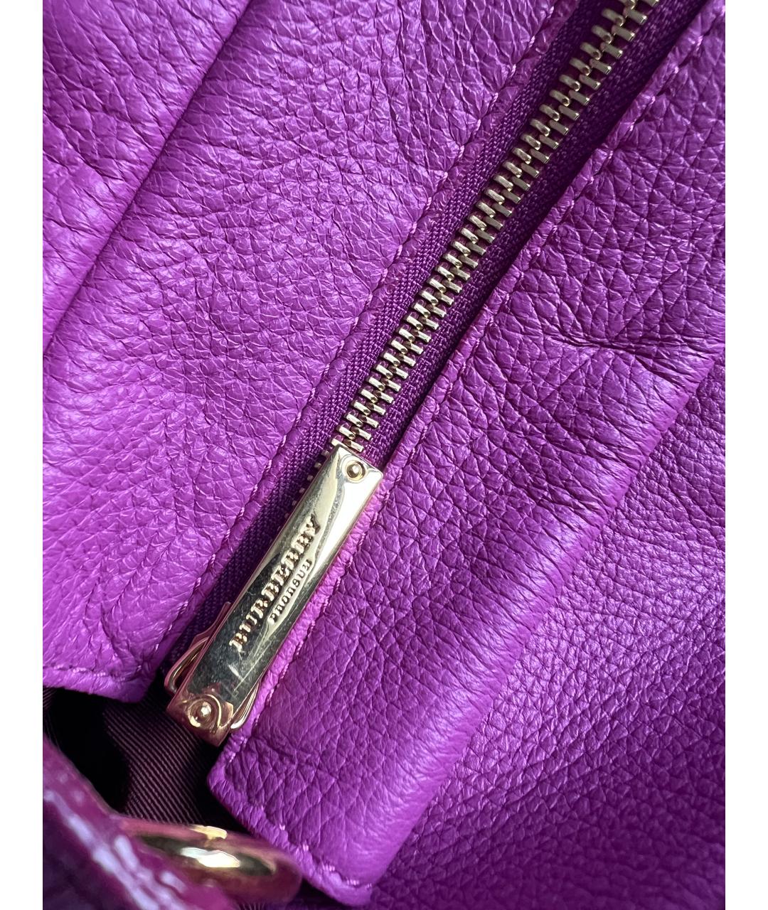 BURBERRY Фуксия кожаная сумка тоут, фото 9