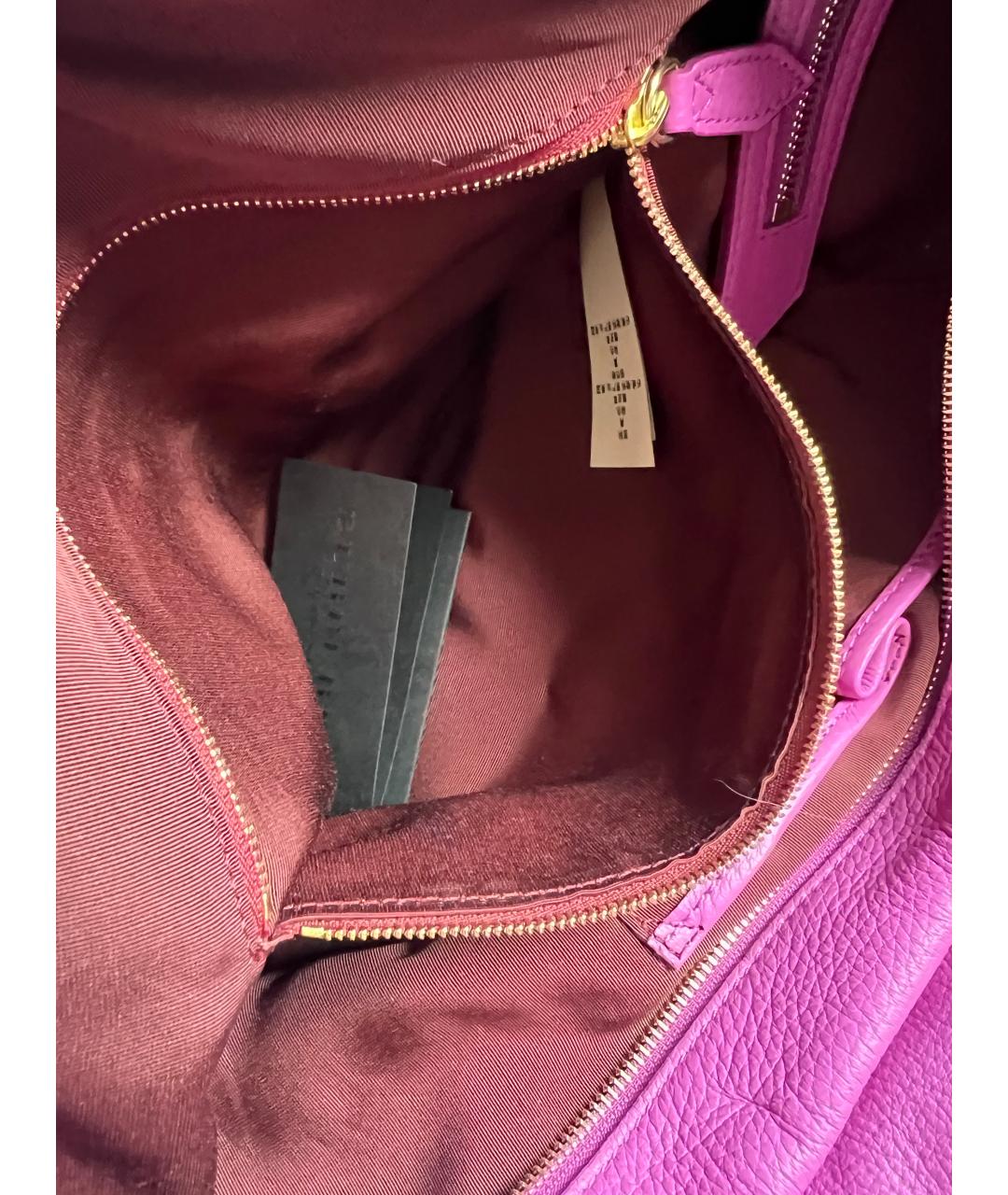 BURBERRY Фуксия кожаная сумка тоут, фото 6