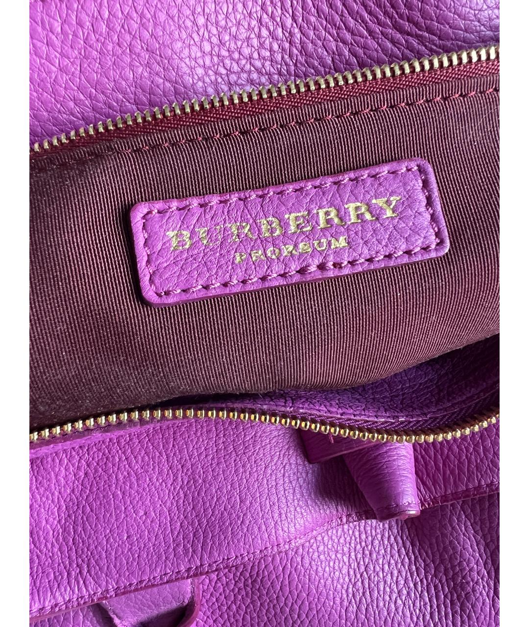 BURBERRY Фуксия кожаная сумка тоут, фото 4