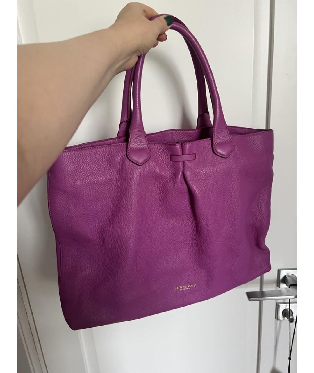 BURBERRY Фуксия кожаная сумка тоут, фото 2