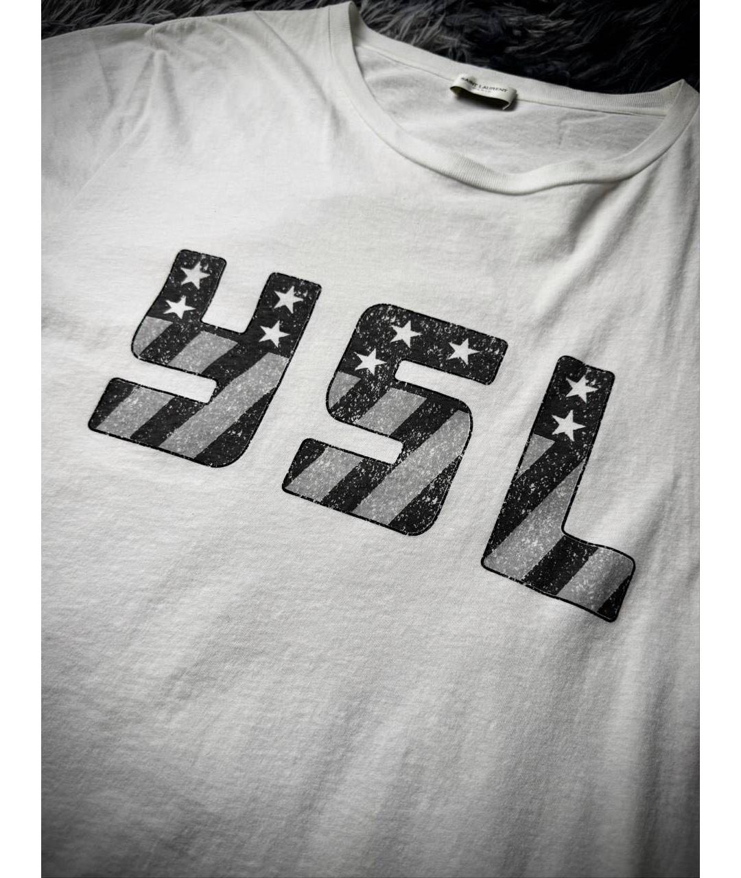 SAINT LAURENT Белая хлопковая футболка, фото 3