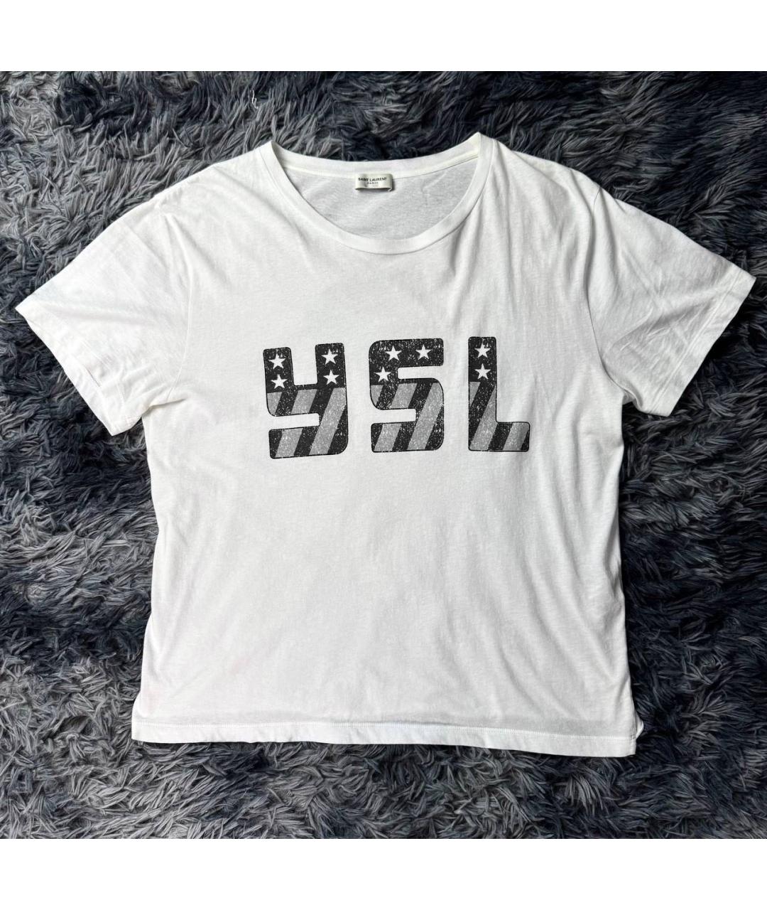 SAINT LAURENT Белая хлопковая футболка, фото 1