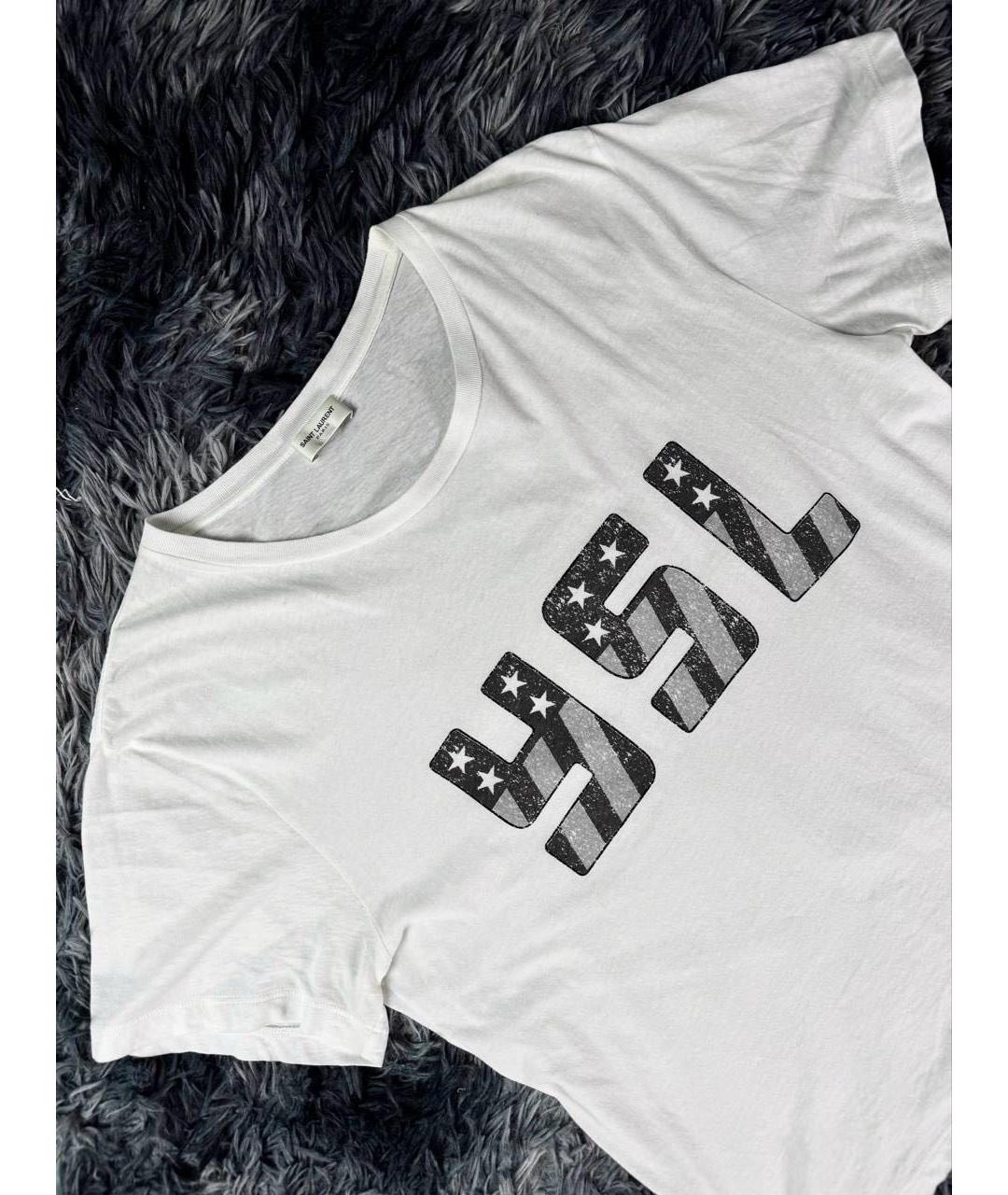SAINT LAURENT Белая хлопковая футболка, фото 4