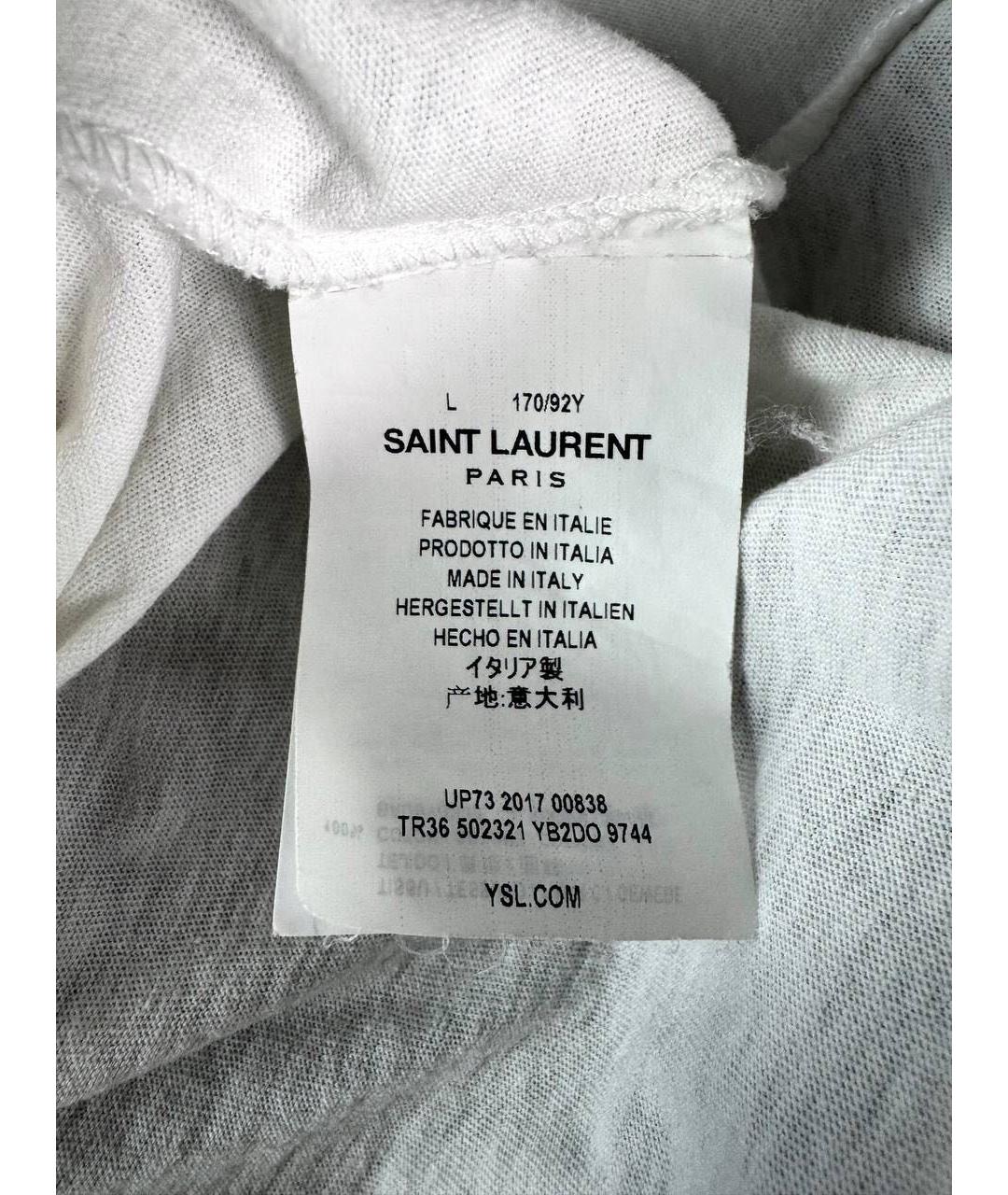 SAINT LAURENT Белая хлопковая футболка, фото 6