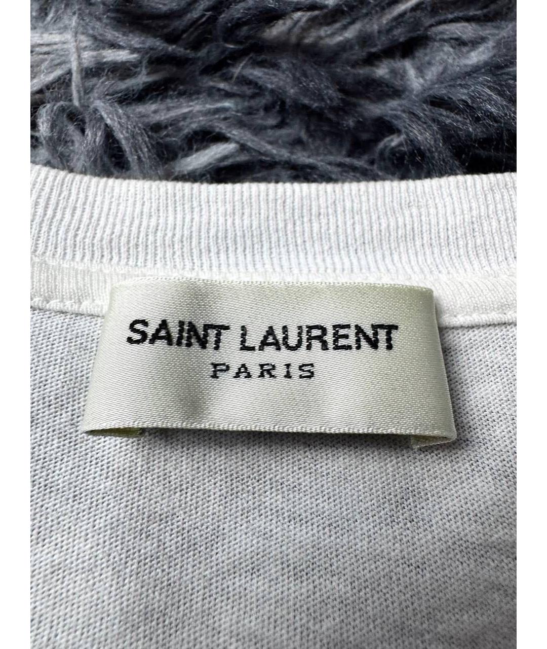 SAINT LAURENT Белая хлопковая футболка, фото 5