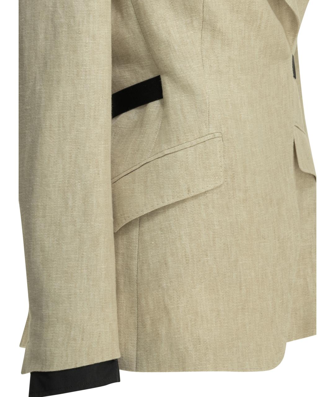 MAX MARA Бежевый льняной жакет/пиджак, фото 3