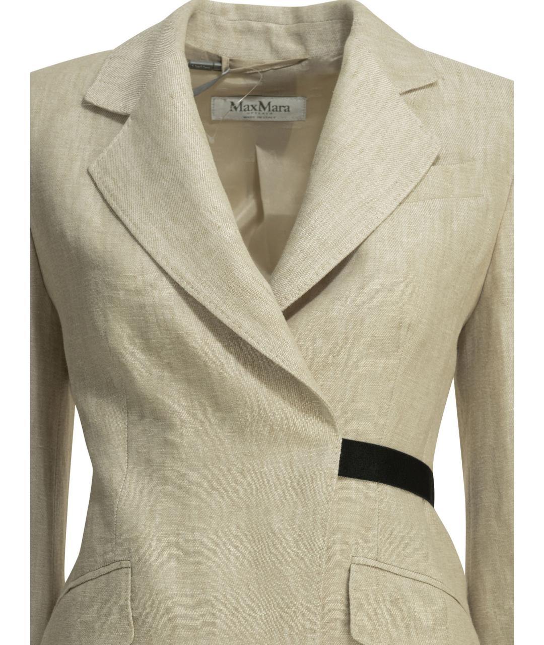 MAX MARA Бежевый льняной жакет/пиджак, фото 2