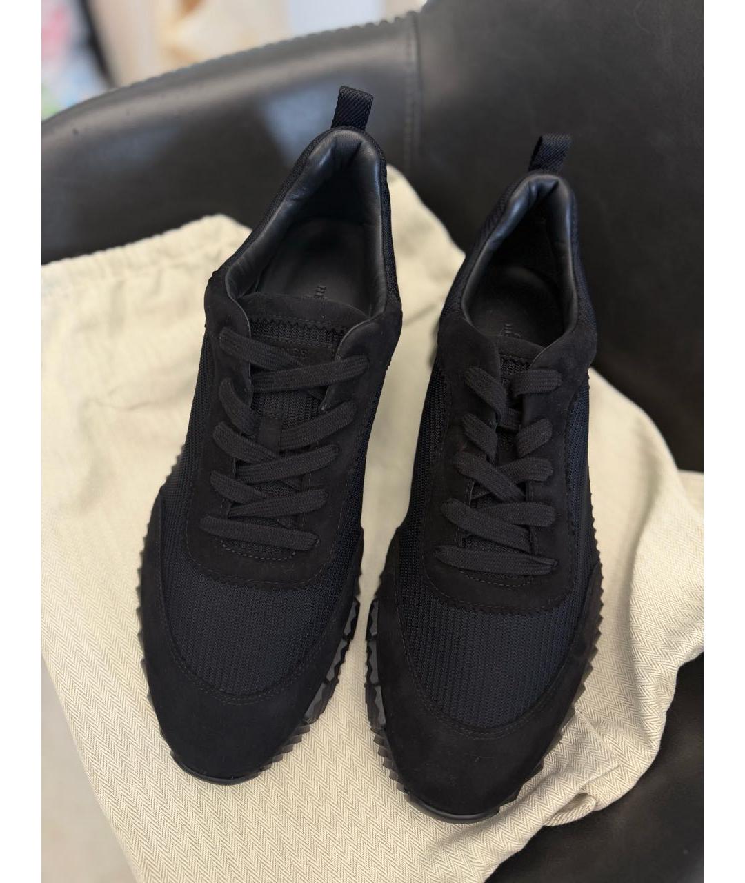 HERMES Черные текстильные низкие кроссовки / кеды, фото 8