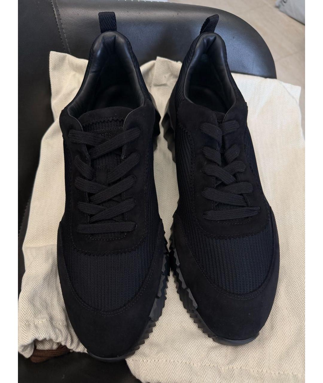 HERMES Черные текстильные низкие кроссовки / кеды, фото 4