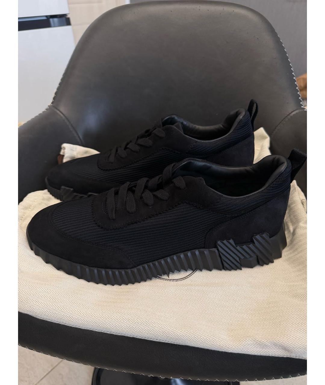 HERMES Черные текстильные низкие кроссовки / кеды, фото 3
