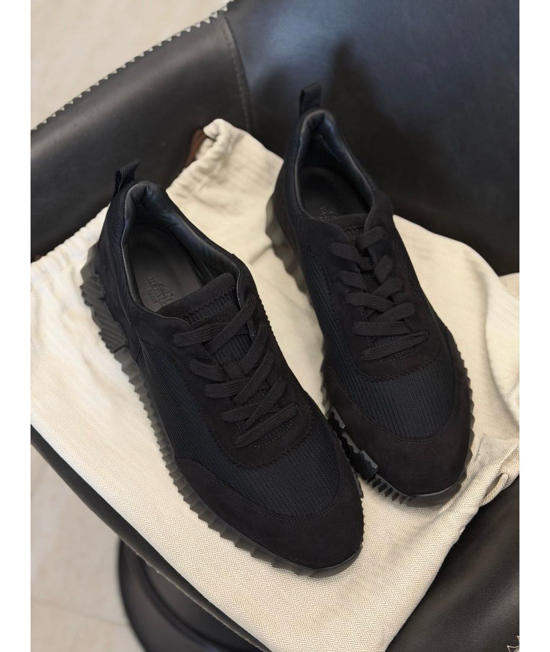 HERMES Черные текстильные низкие кроссовки / кеды, фото 6