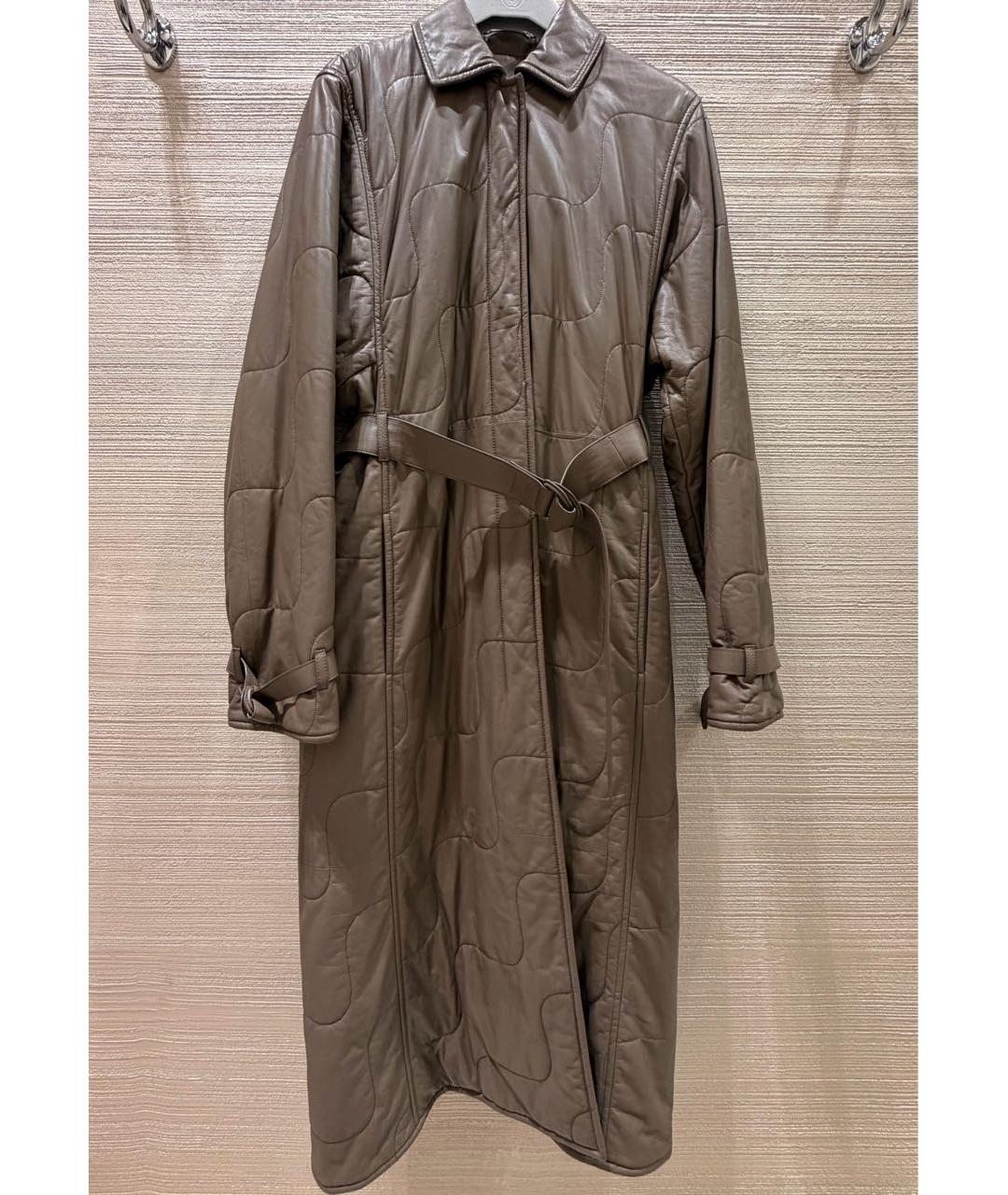 HERMES Бежевое кожаное пальто, фото 9