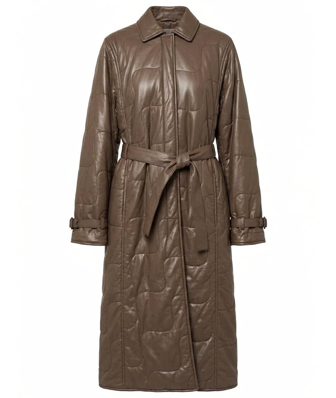 HERMES Бежевое кожаное пальто, фото 1