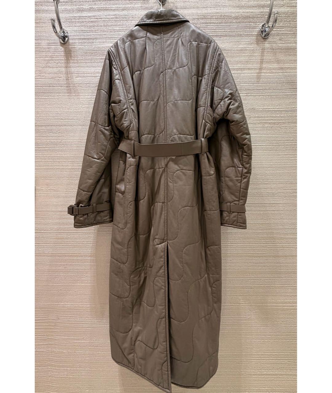 HERMES Бежевое кожаное пальто, фото 4