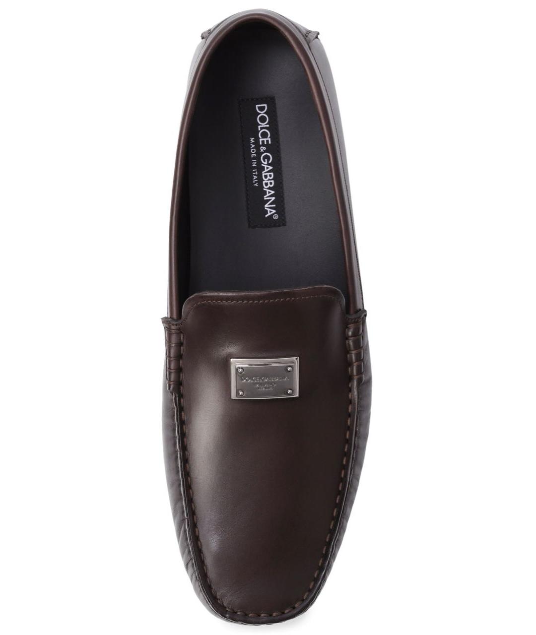 DOLCE&GABBANA Коричневые кожаные мокасины, фото 3