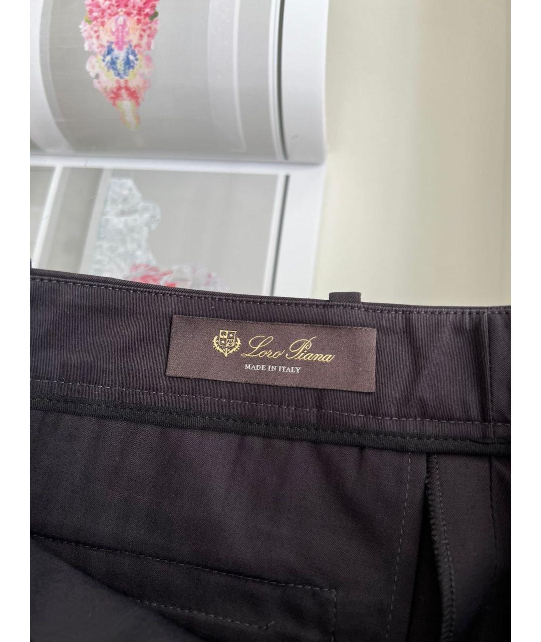 LORO PIANA Черные хлопковые прямые брюки, фото 3