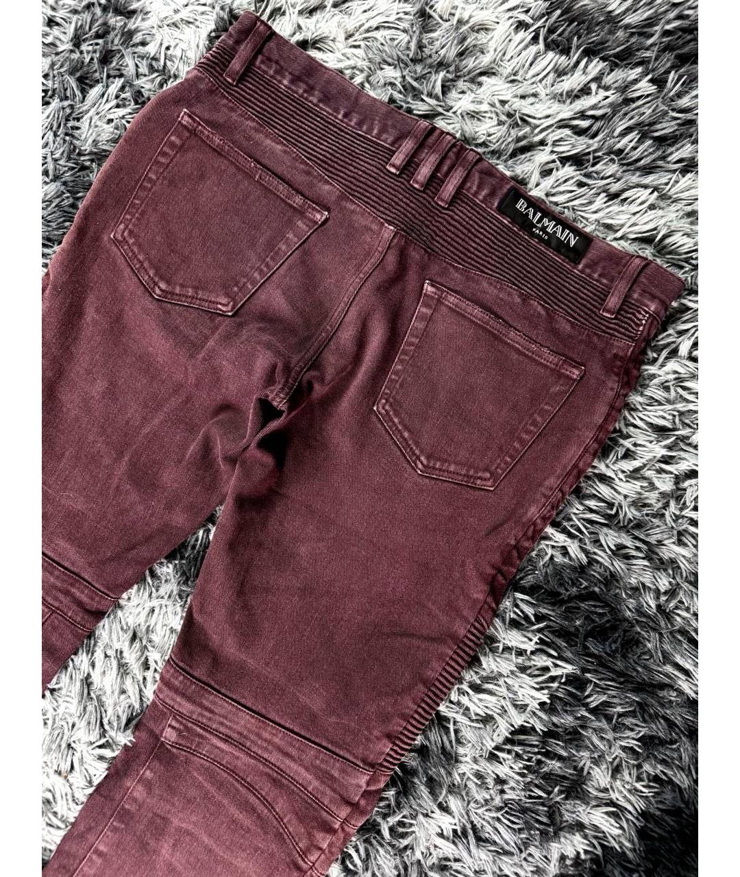 BALMAIN Бордовые хлопковые джинсы скинни, фото 2