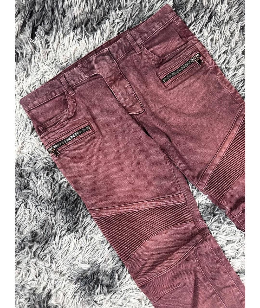 BALMAIN Бордовые хлопковые джинсы скинни, фото 6