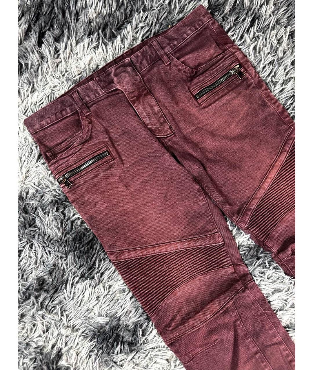 BALMAIN Бордовые хлопковые джинсы скинни, фото 4