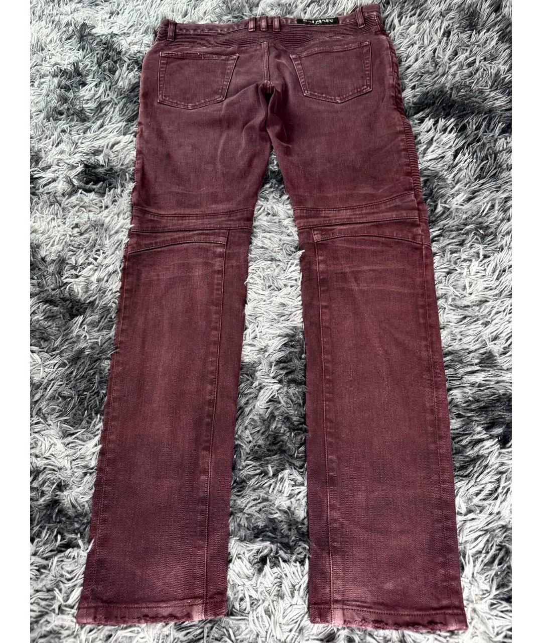 BALMAIN Бордовые хлопковые джинсы скинни, фото 3