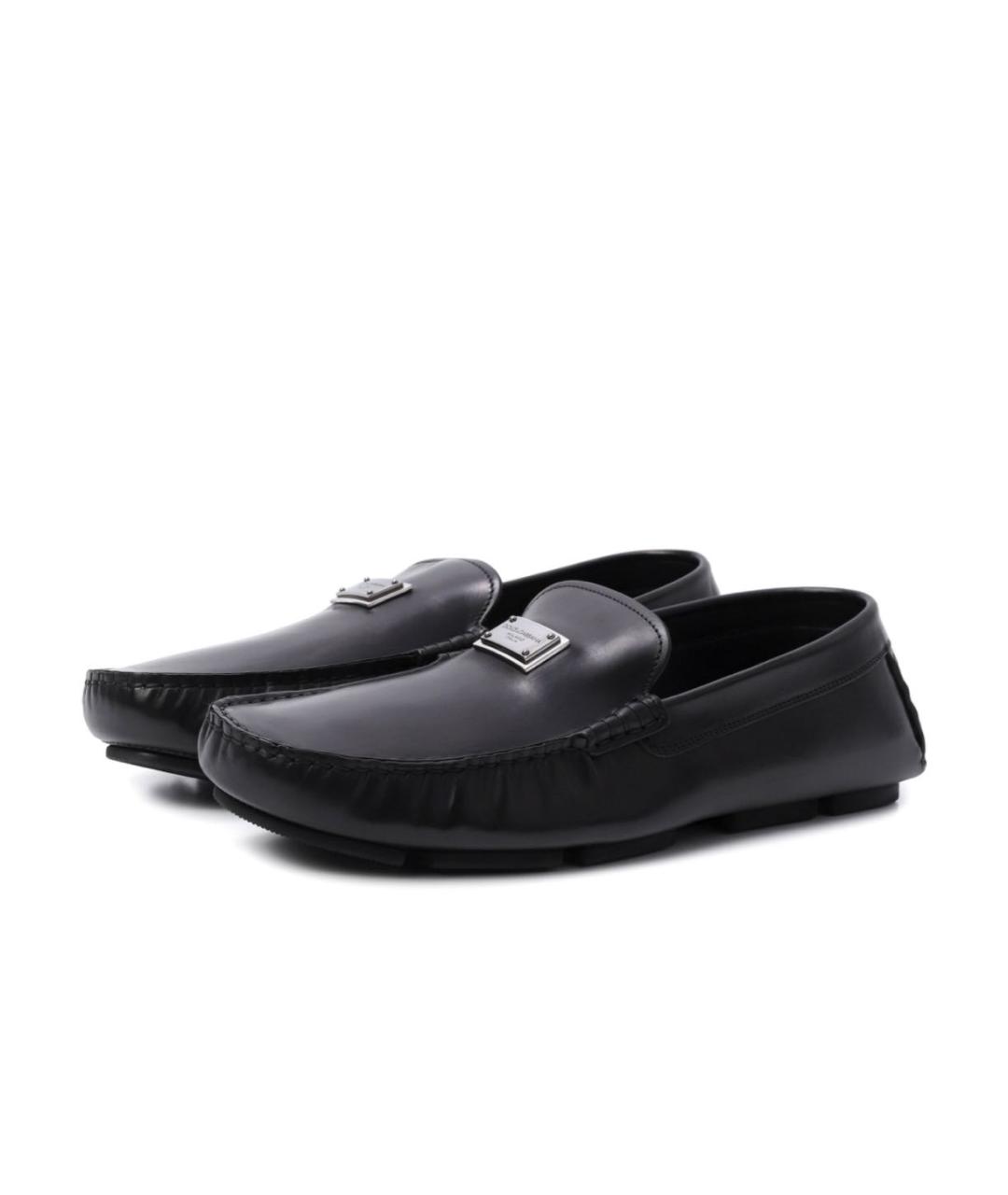 DOLCE&GABBANA Черные кожаные мокасины, фото 2