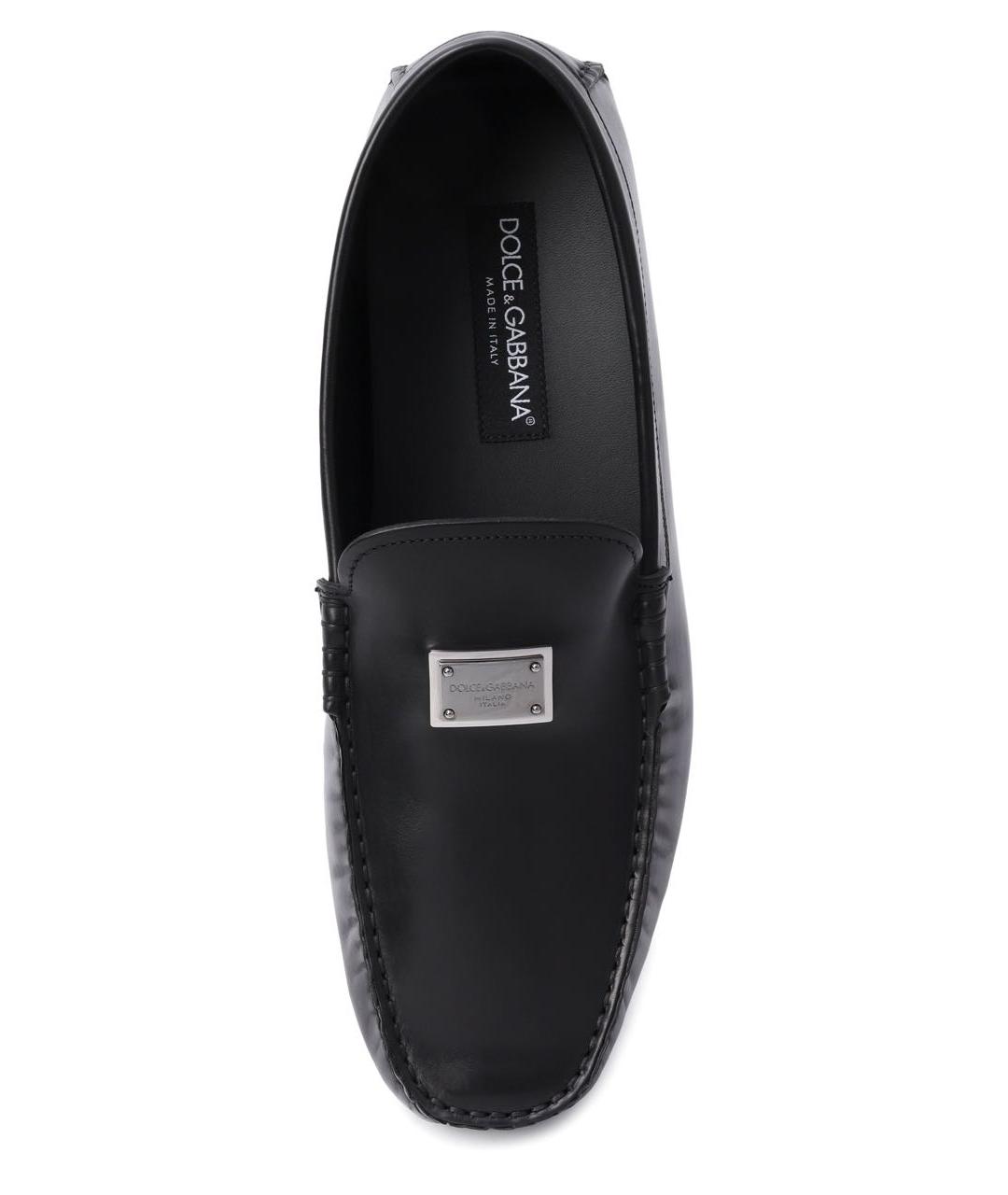 DOLCE&GABBANA Черные кожаные мокасины, фото 3