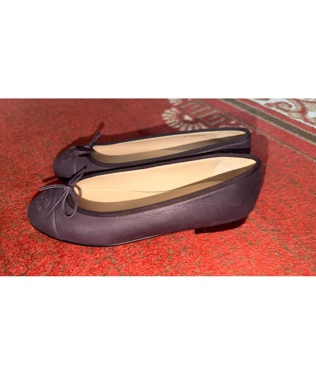 CHANEL Фиолетовые кожаные балетки, фото 6