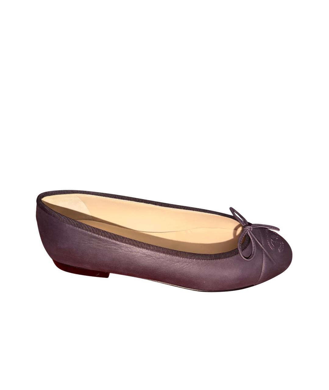 CHANEL Фиолетовые кожаные балетки, фото 1