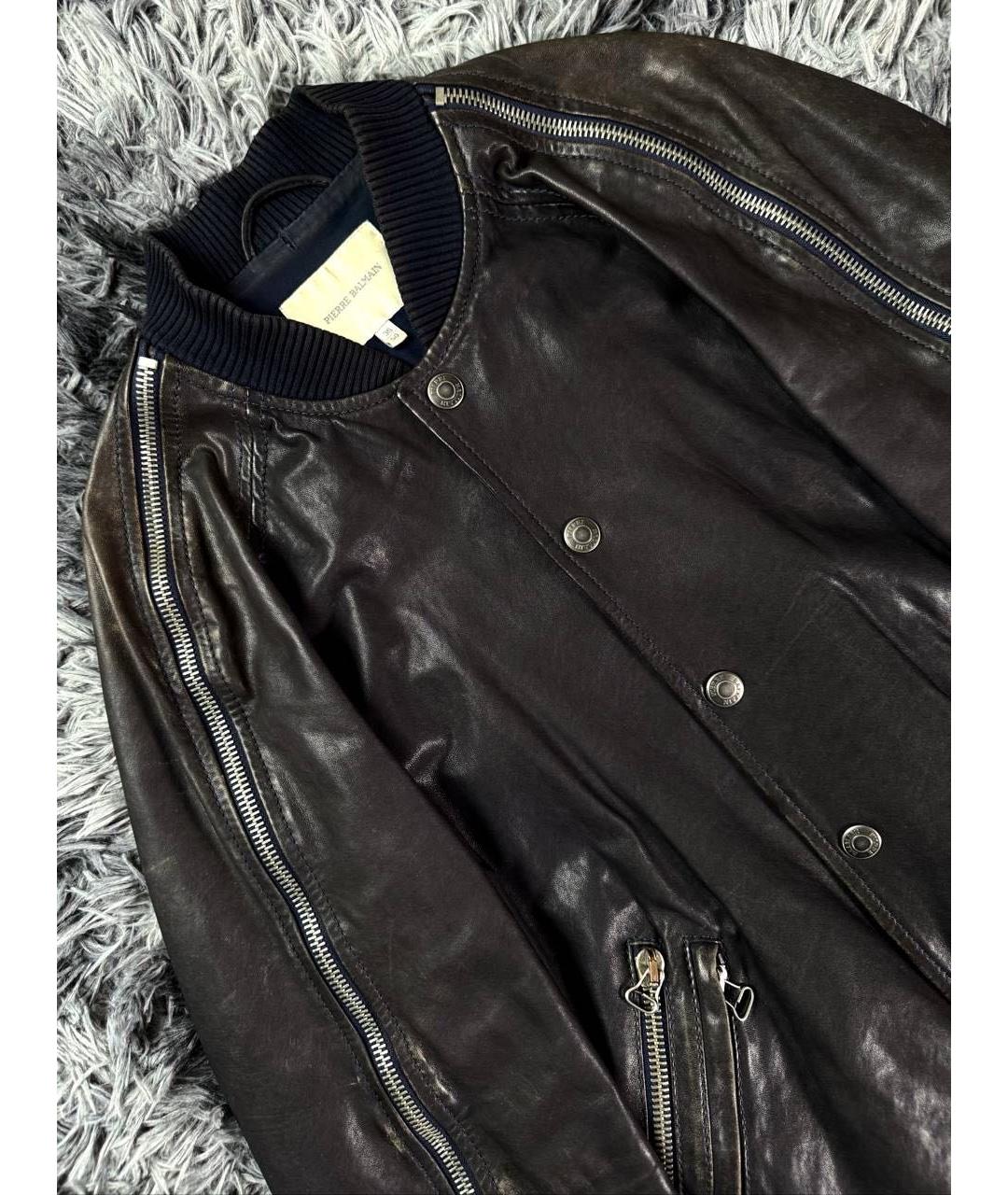 PIERRE BALMAIN Черная кожаная куртка, фото 4