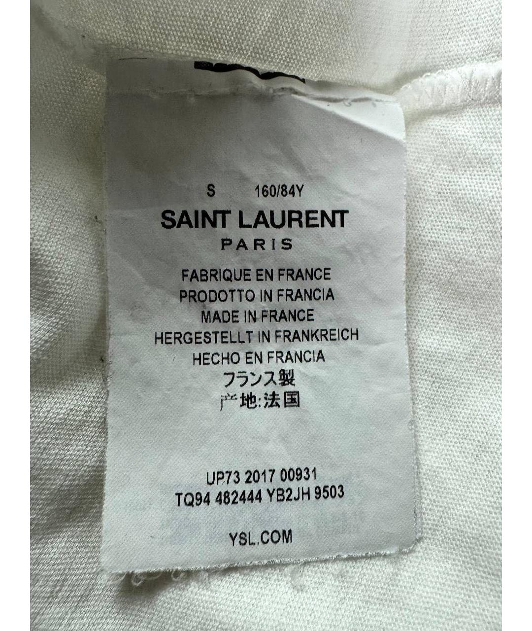 SAINT LAURENT Белая хлопковая футболка, фото 7