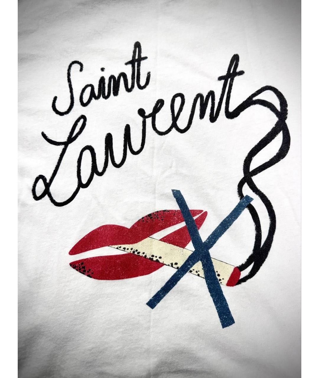 SAINT LAURENT Белая хлопковая футболка, фото 3