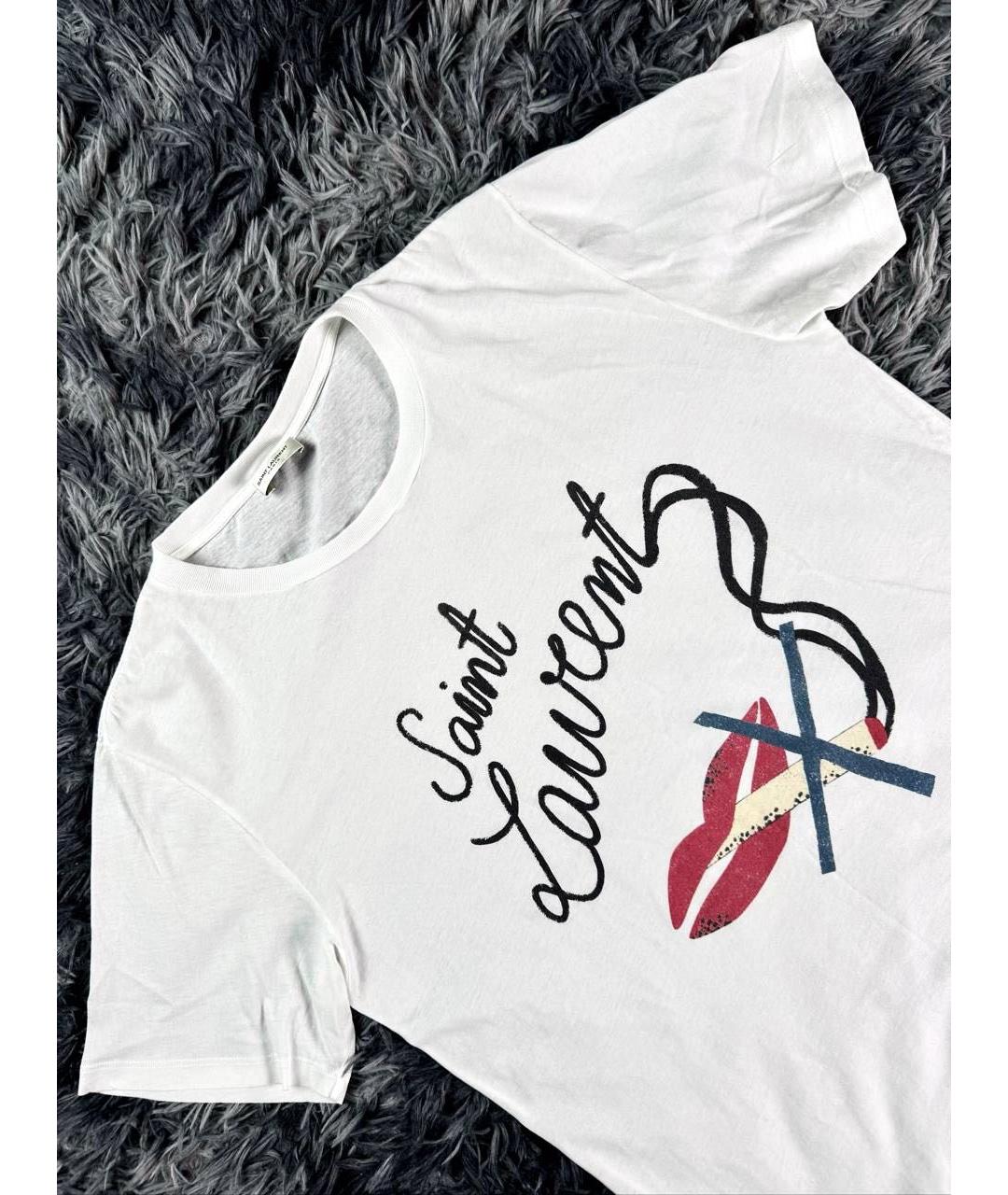 SAINT LAURENT Белая хлопковая футболка, фото 4