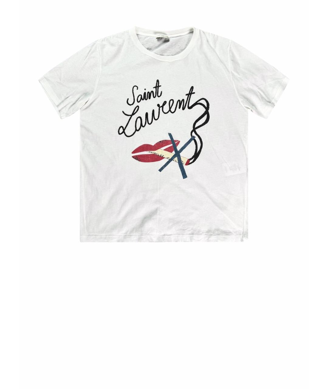 SAINT LAURENT Белая хлопковая футболка, фото 1